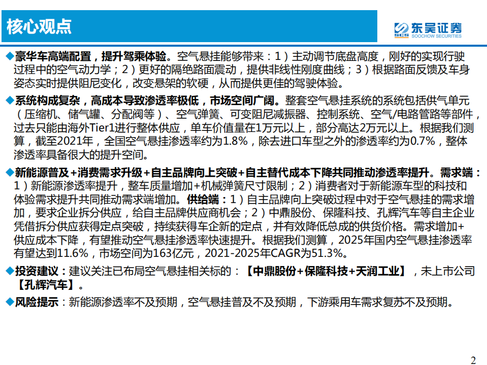 汽车与零部件行业专题报告：空气悬挂，提升驾乘体验高端配置，需求＋供给驱动加速普及-20220221.pdf 第2页