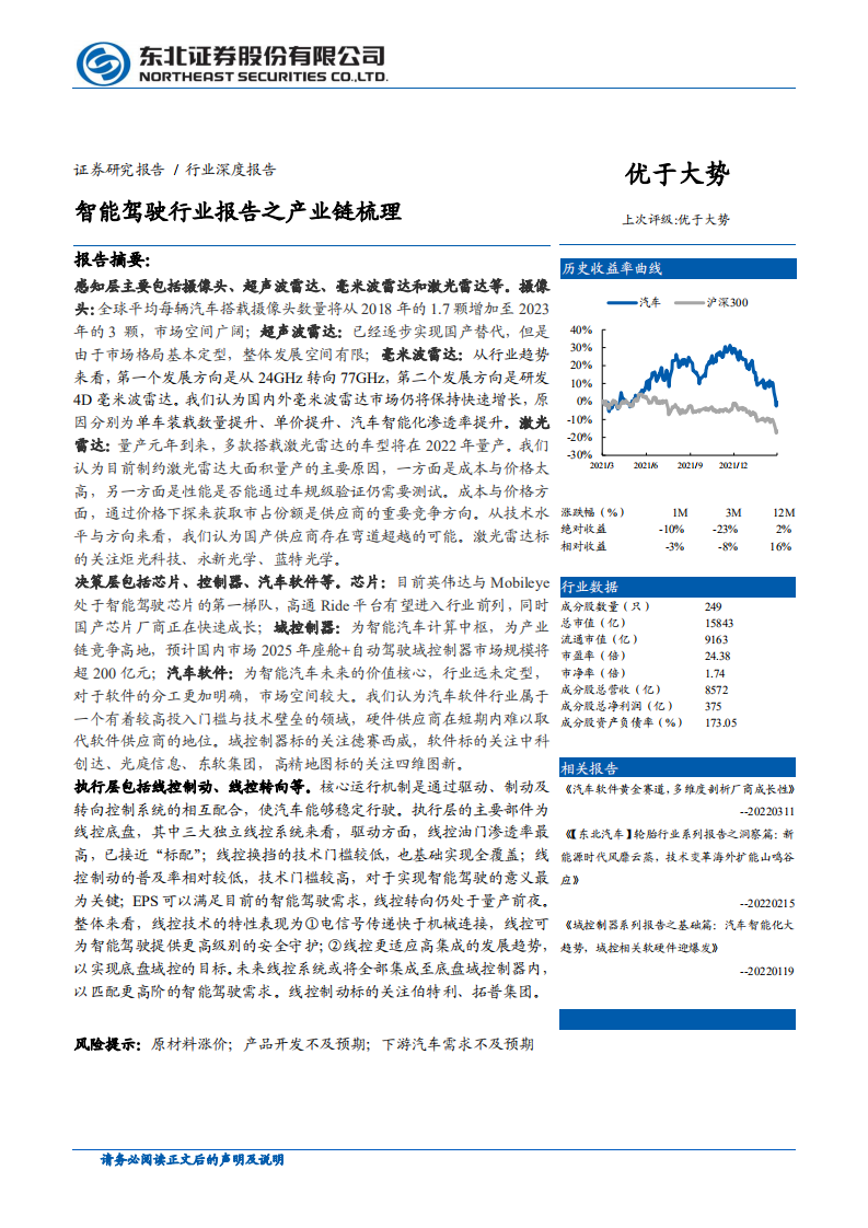 汽车行业深度报告：智能驾驶行业报告之产业链梳理-220312.pdf 第1页