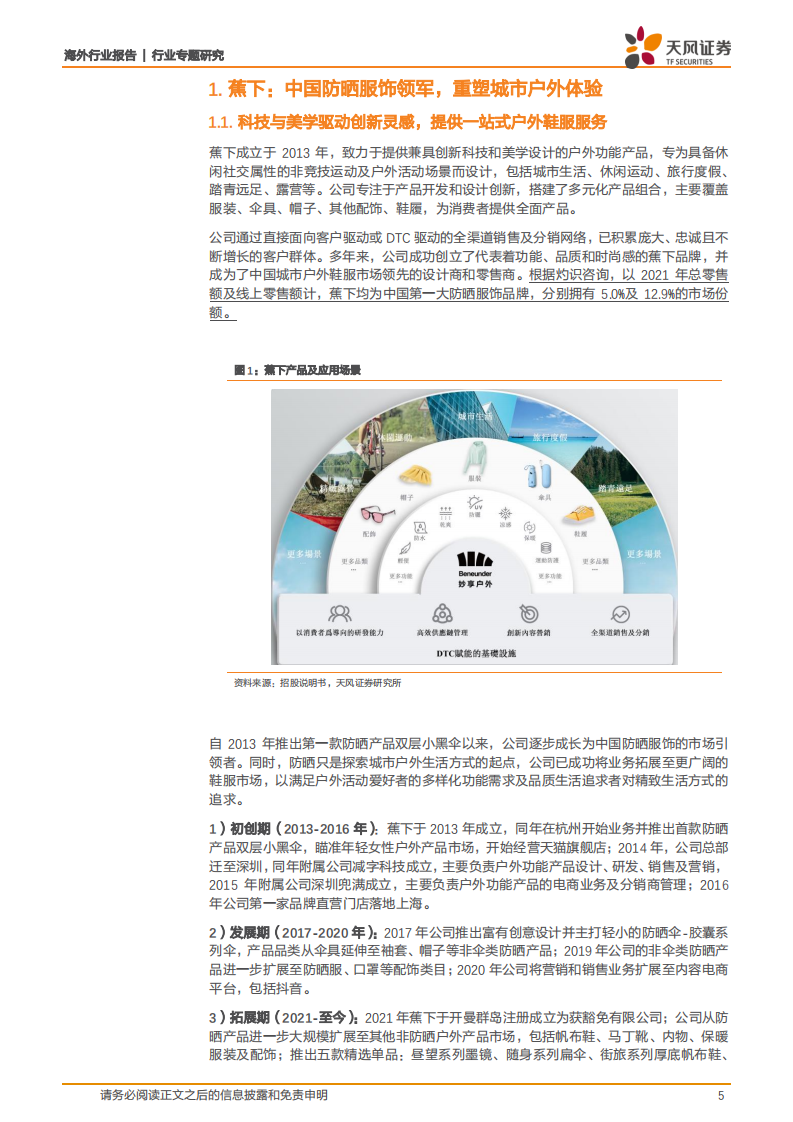 纺织服装行业专题研究：一文看懂网红爆款~蕉下，聚焦防晒细分，一站式户外鞋服-220427.pdf 第5页
