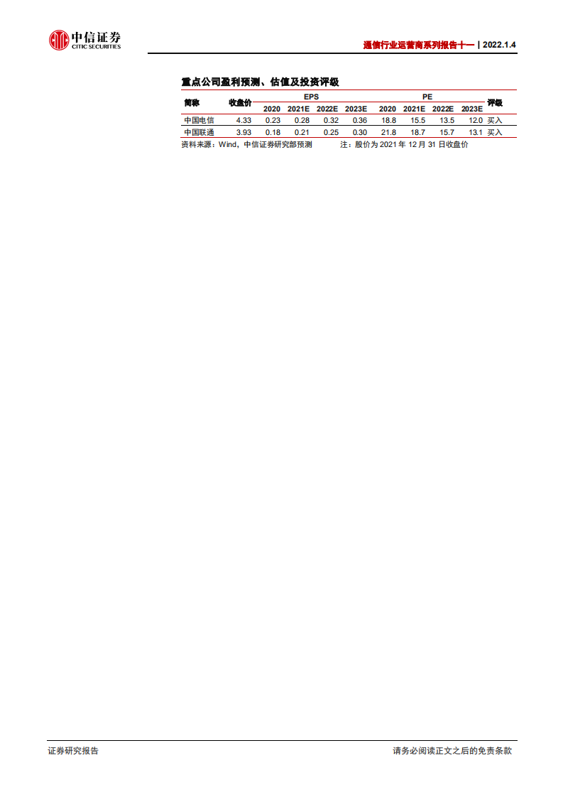 通信行业运营商系列报告十一：增长逻辑重构的核心资产，配置价值凸显-220104.pdf 第2页
