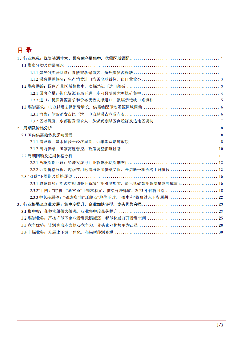 2021年煤炭行业供需现状趋势分析及价格影响因素研究报告.pdf 第1页