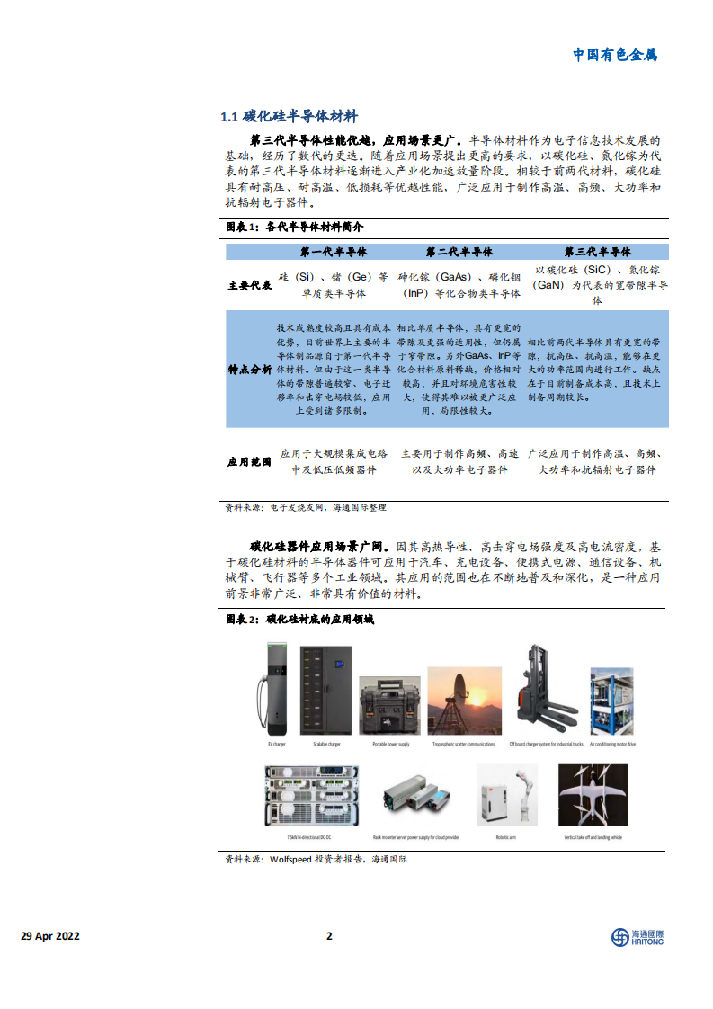 中国有色金属行业：碳化硅（SiC），新一代半导体材料，打开新能源车百亿市场空间-220429.pdf 第2页