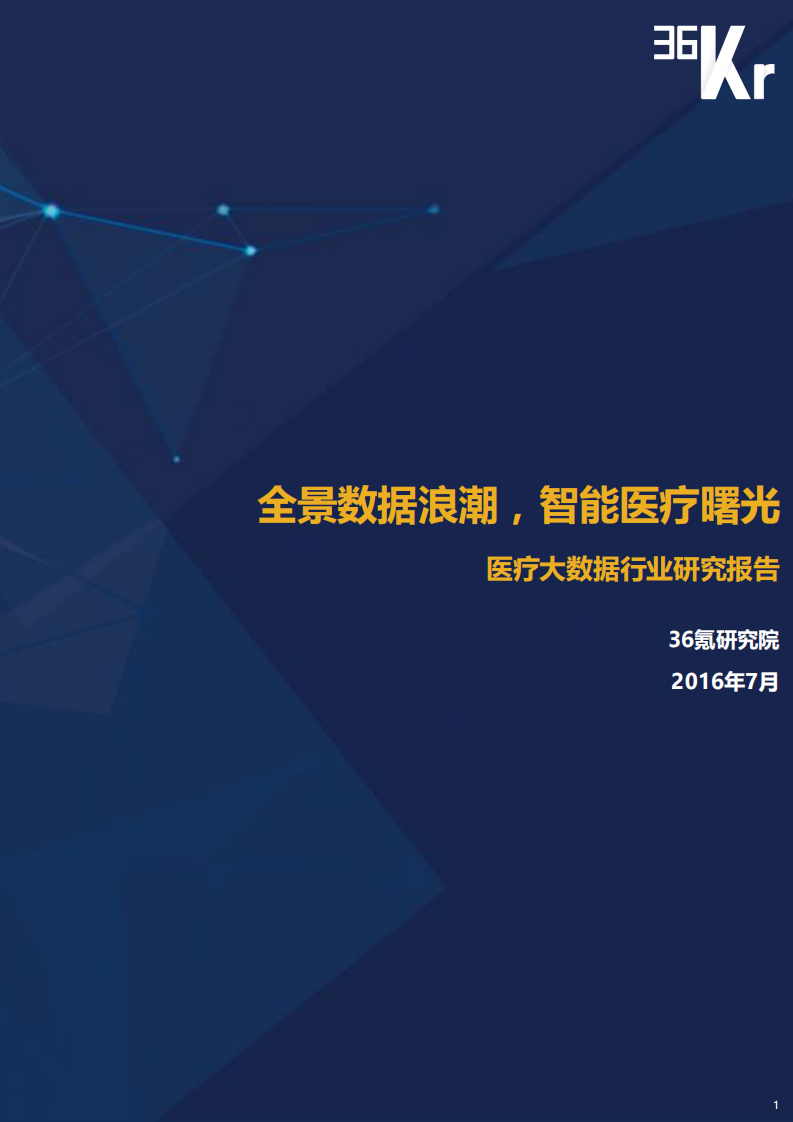 36Kr：2016医疗大数据行业研究报告.pdf 第1页