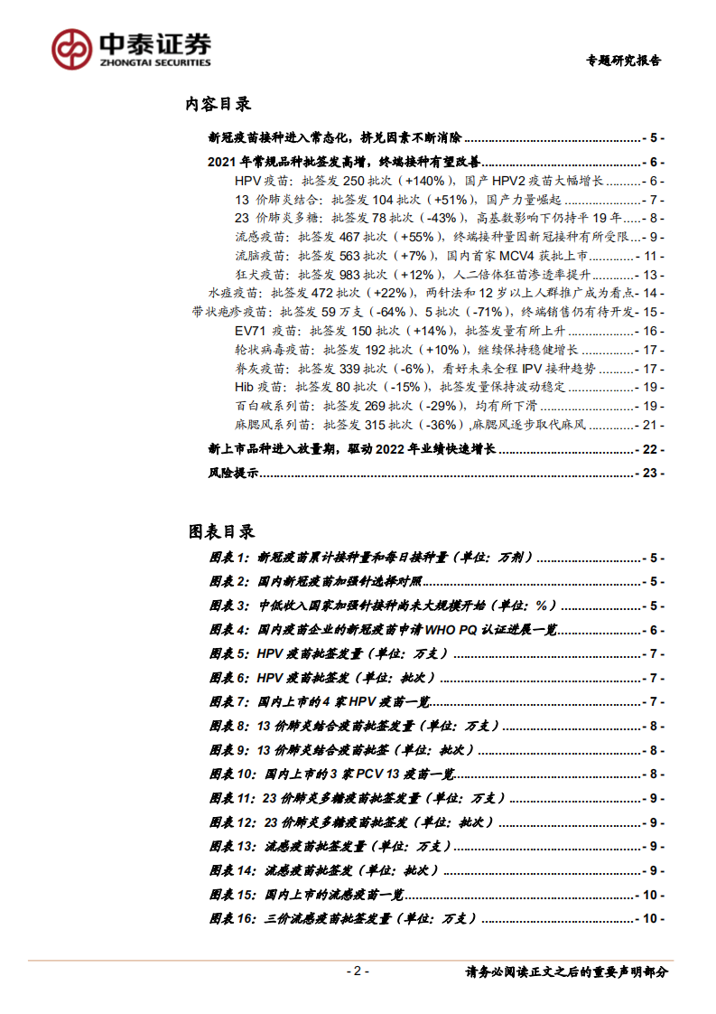 2021年疫苗行业批签发总结：新冠接种挤兑因素有望改善，常规疫苗批签发持续高增-20220321.pdf 第2页