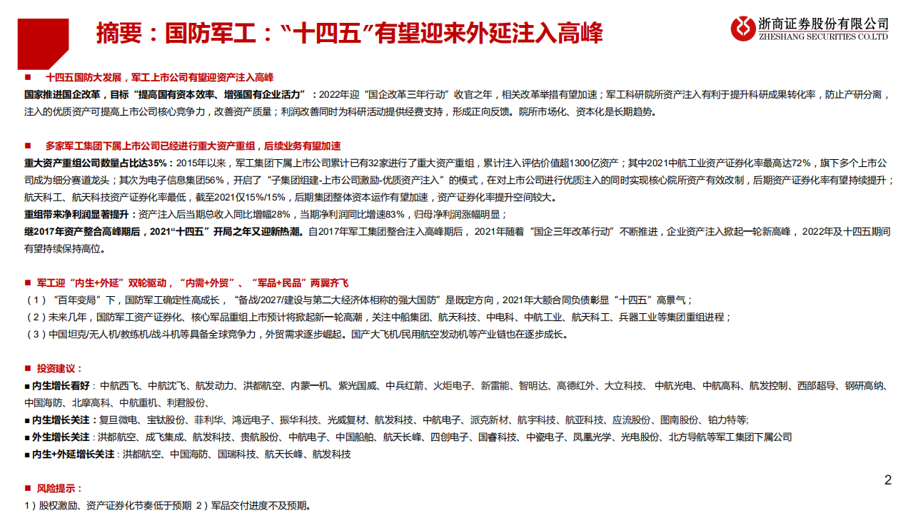 国防军工行业十大军工集团深度分析系列报告：&ldquo;十四五&rdquo;有望迎来外延注入高峰-220608.pdf 第2页