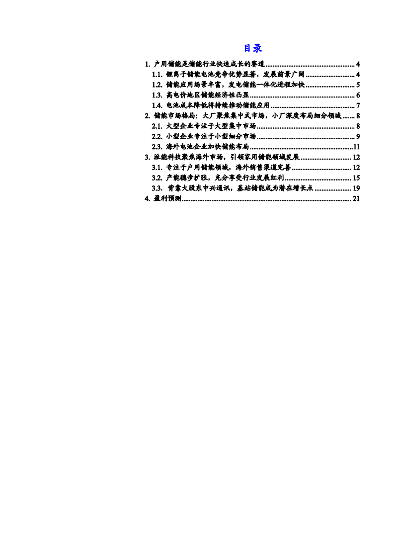 2021年储能市场发展格局及派能科技企业核心竞争力分析报告.pdf 第1页