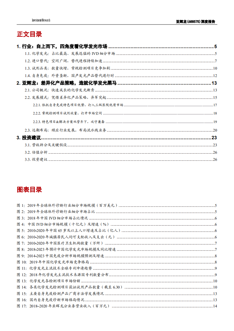 2021年亚辉龙公司差异化策略与化学发光进口替代空间分析报告.pdf 第1页