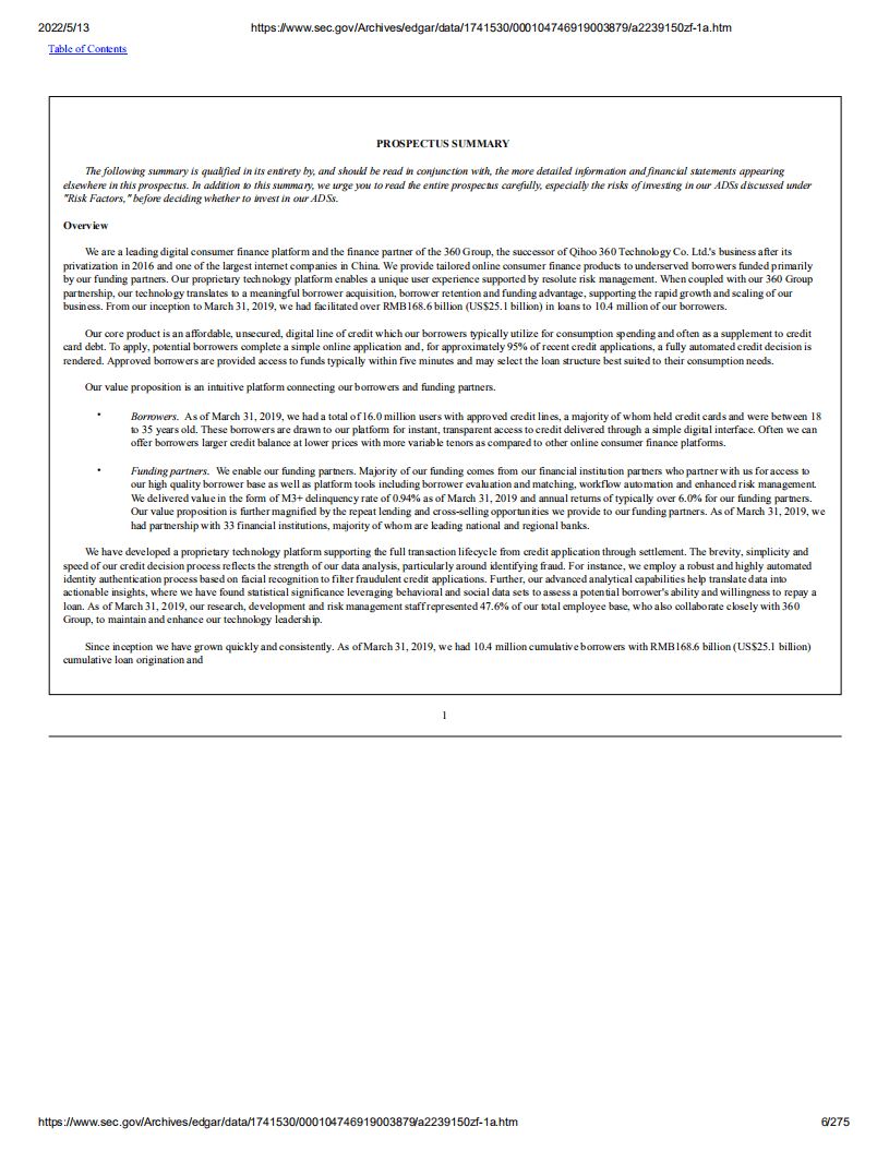 360数科（QFIN）美股IPO招股说明书（更新版）.pdf 第6页