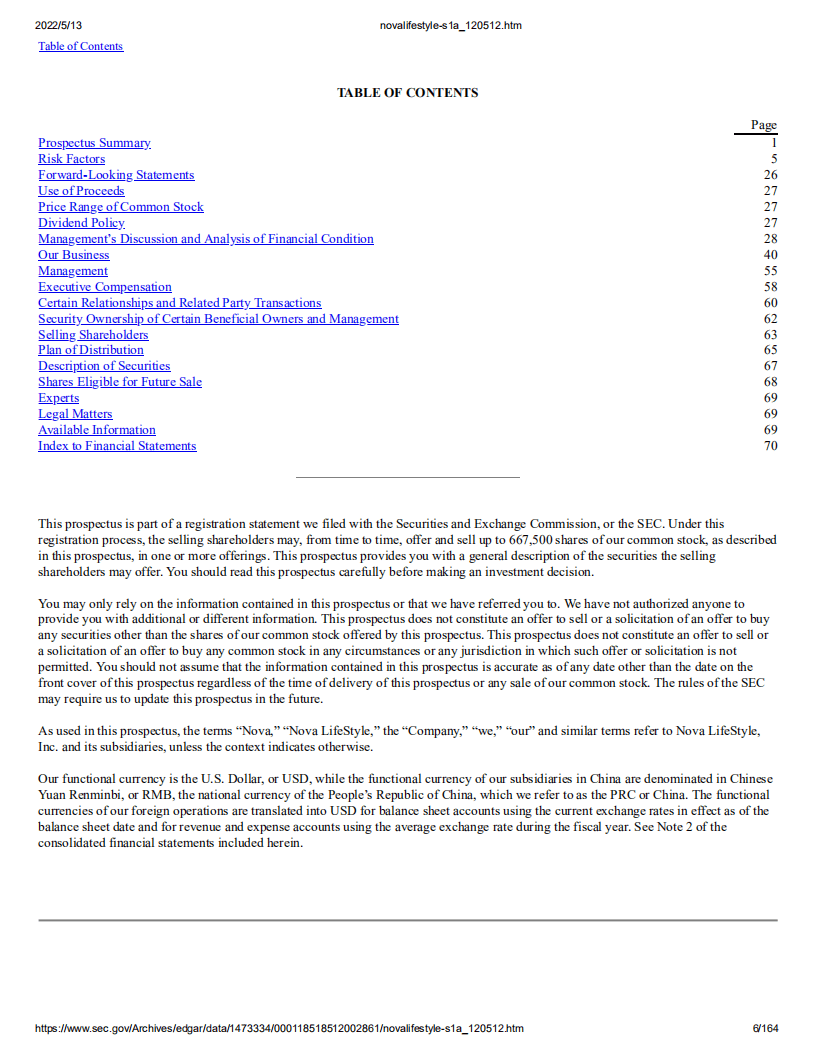 诺华家具（NVFY）美股IPO招股说明书（更新版）.pdf 第6页