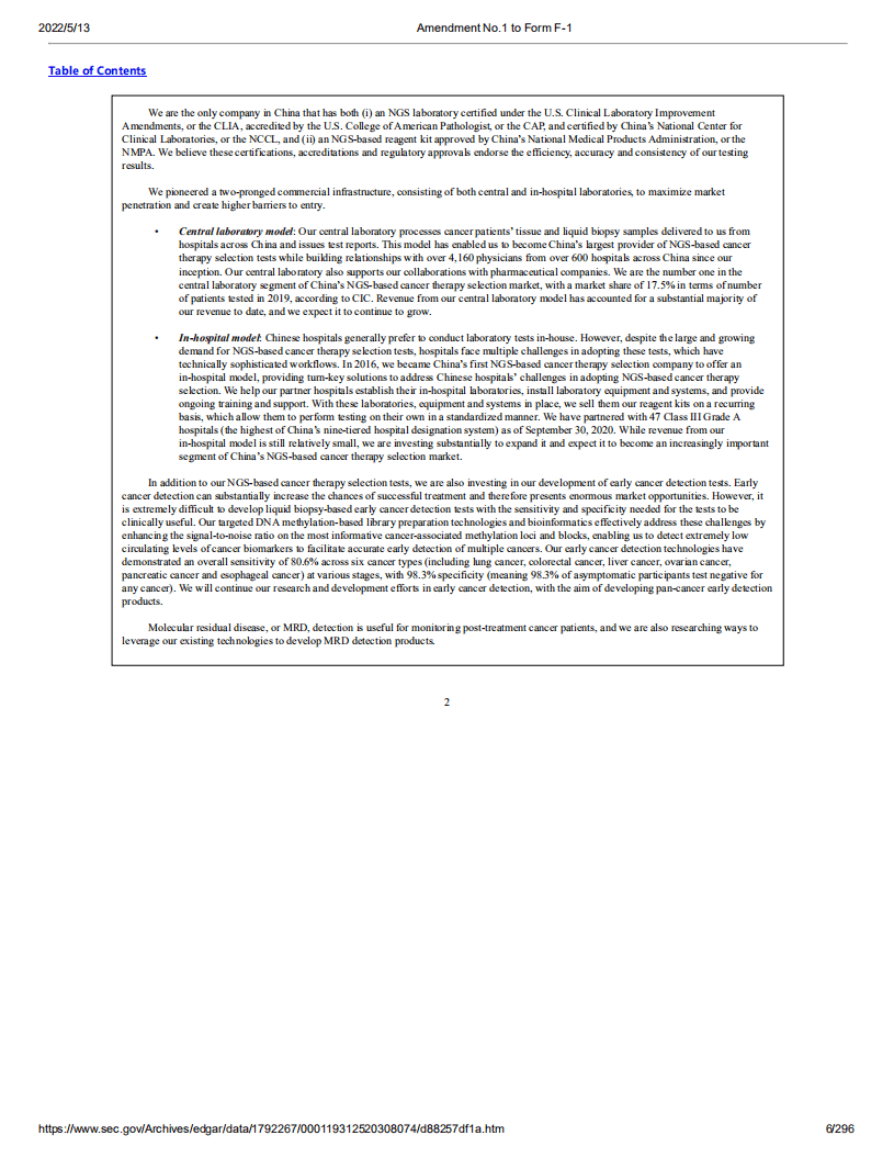 燃石医学（BNR）美股IPO招股说明书（更新版）.pdf 第6页