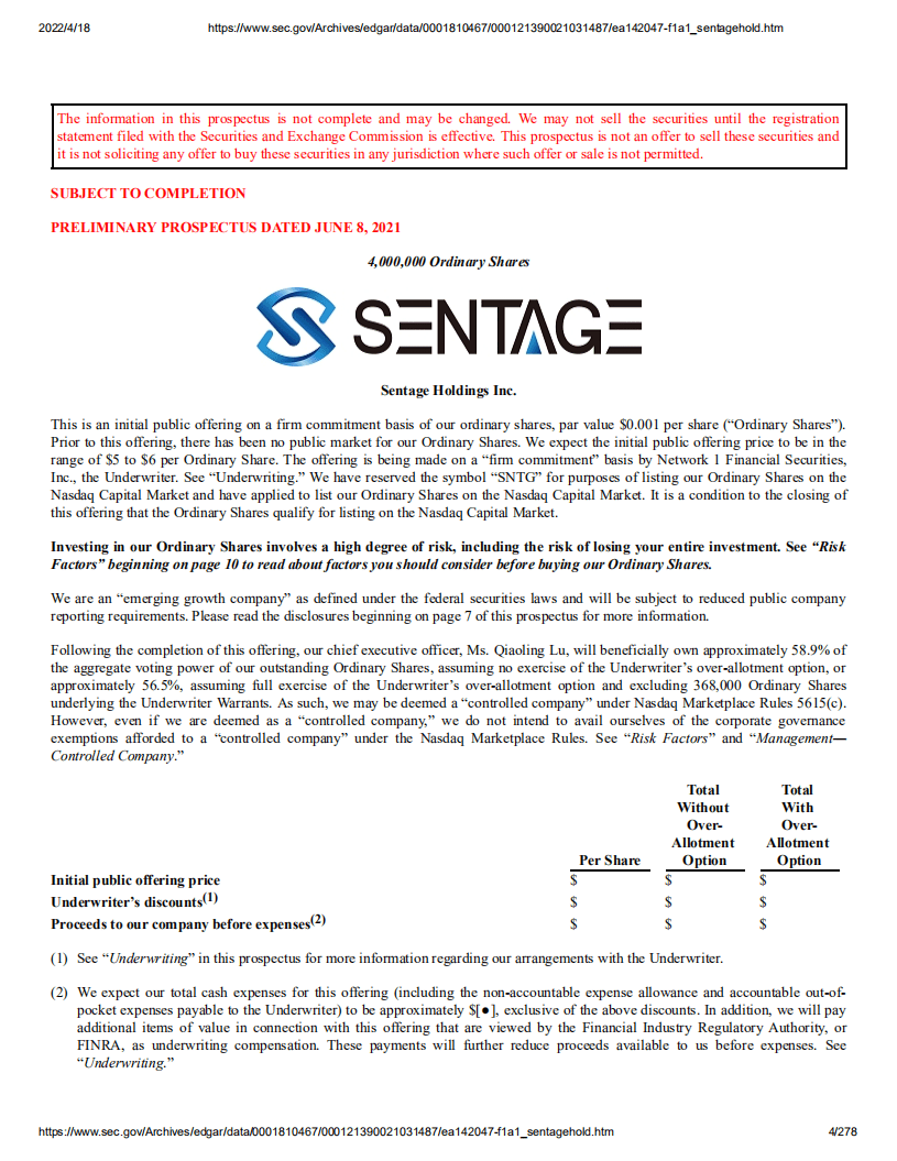 叁腾科技（SNTG）美股IPO招股说明书（更新版）.pdf 第4页