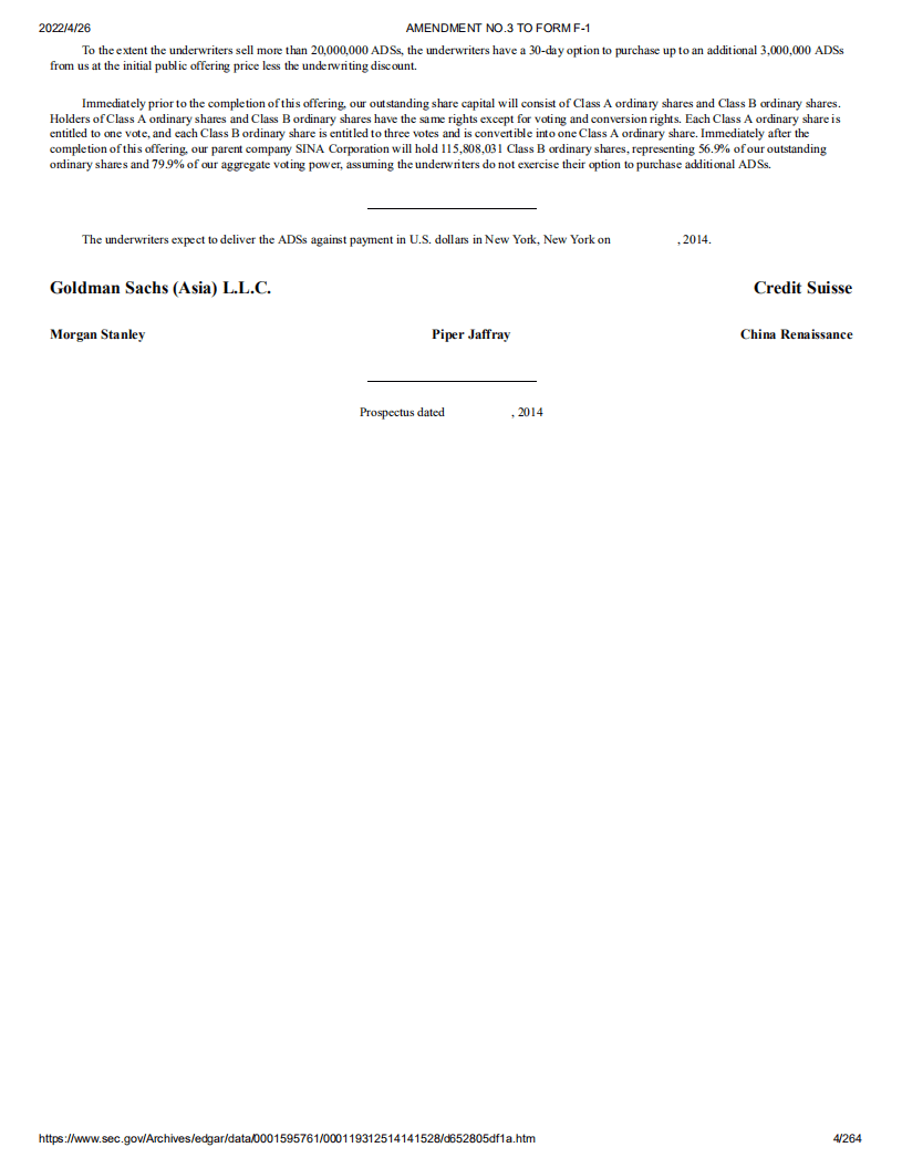 微博（WB）美股IPO招股说明书（更新版）.pdf 第4页