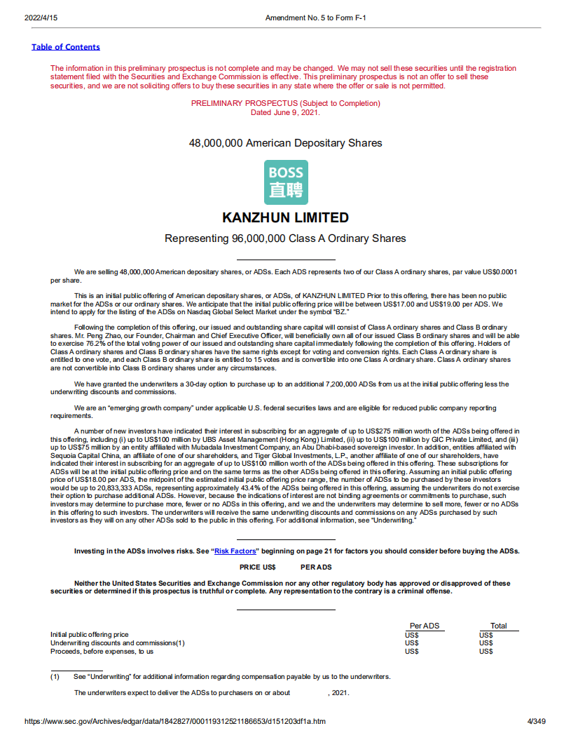 BOSS直聘（BZ）美股IPO招股说明书（更新版）.pdf 第4页