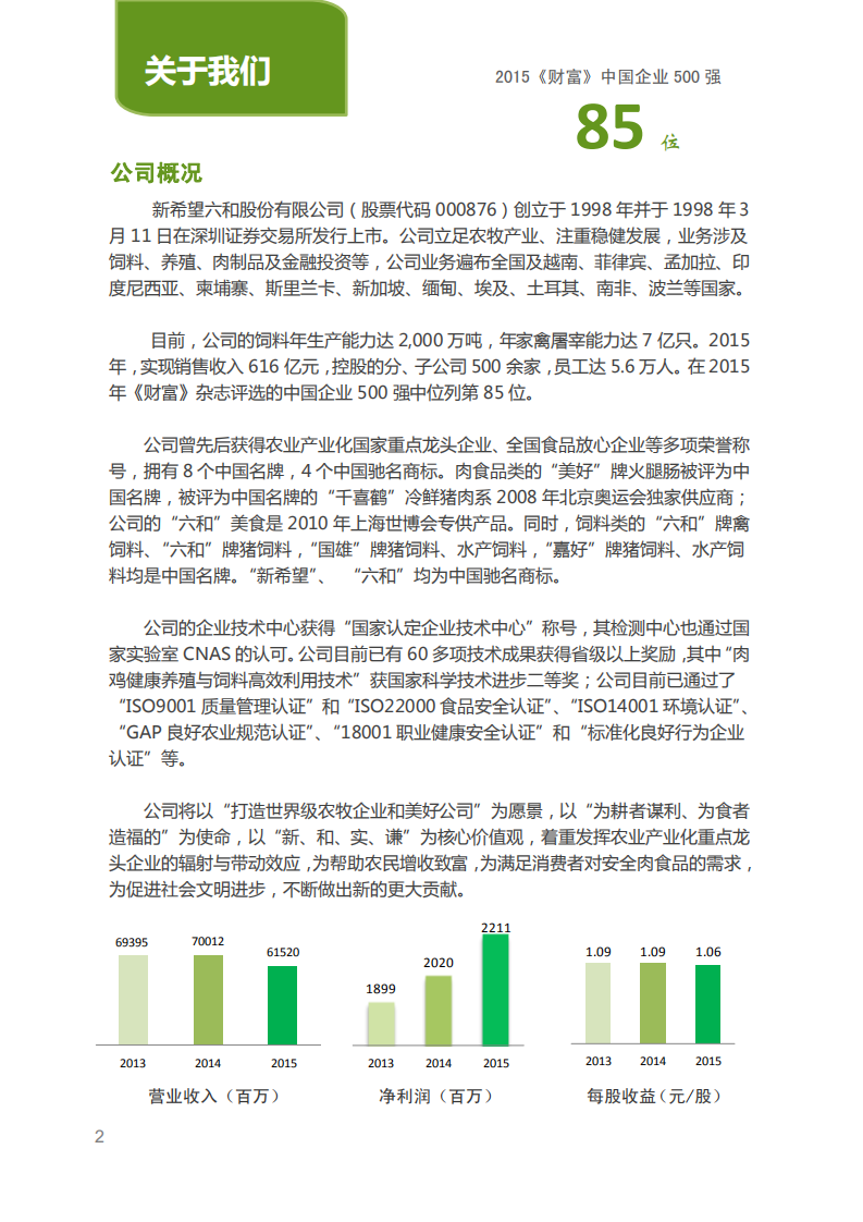 新希望六和：2015年度企业社会责任报告.pdf 第5页