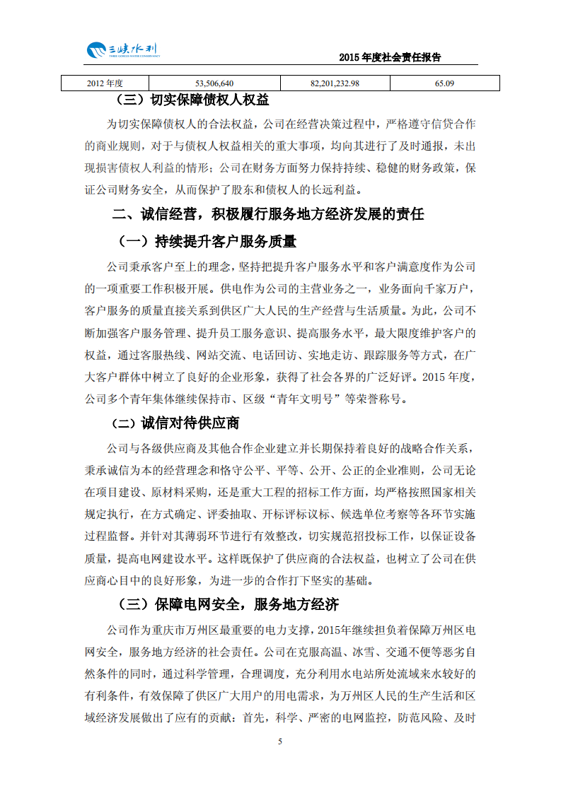 重庆三峡水利电力（集团）股份有限公司2015年度社会责任报告.PDF 第6页