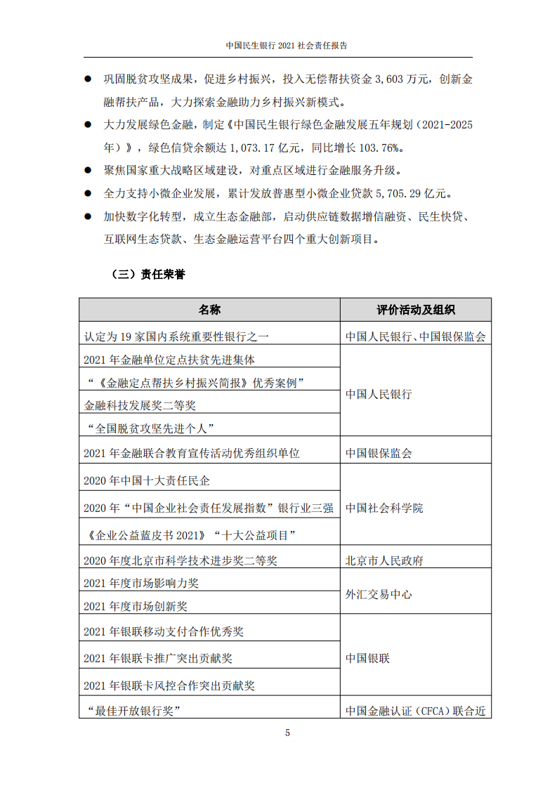 中国民生银行股份有限公司2021年度社会责任报告.PDF 第5页