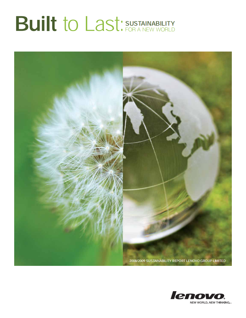 联想集团：2008-2009财年环境、社会和公司治理（ESG）报告（英文版）.pdf 第1页