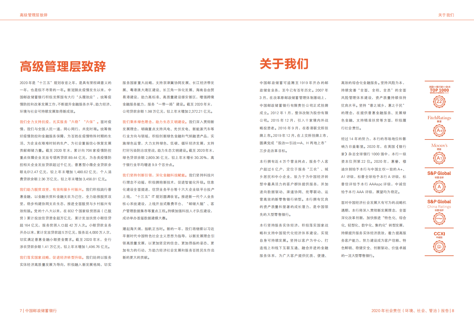 中国邮政储蓄银行：2020年社会责任ESG报告.pdf 第6页