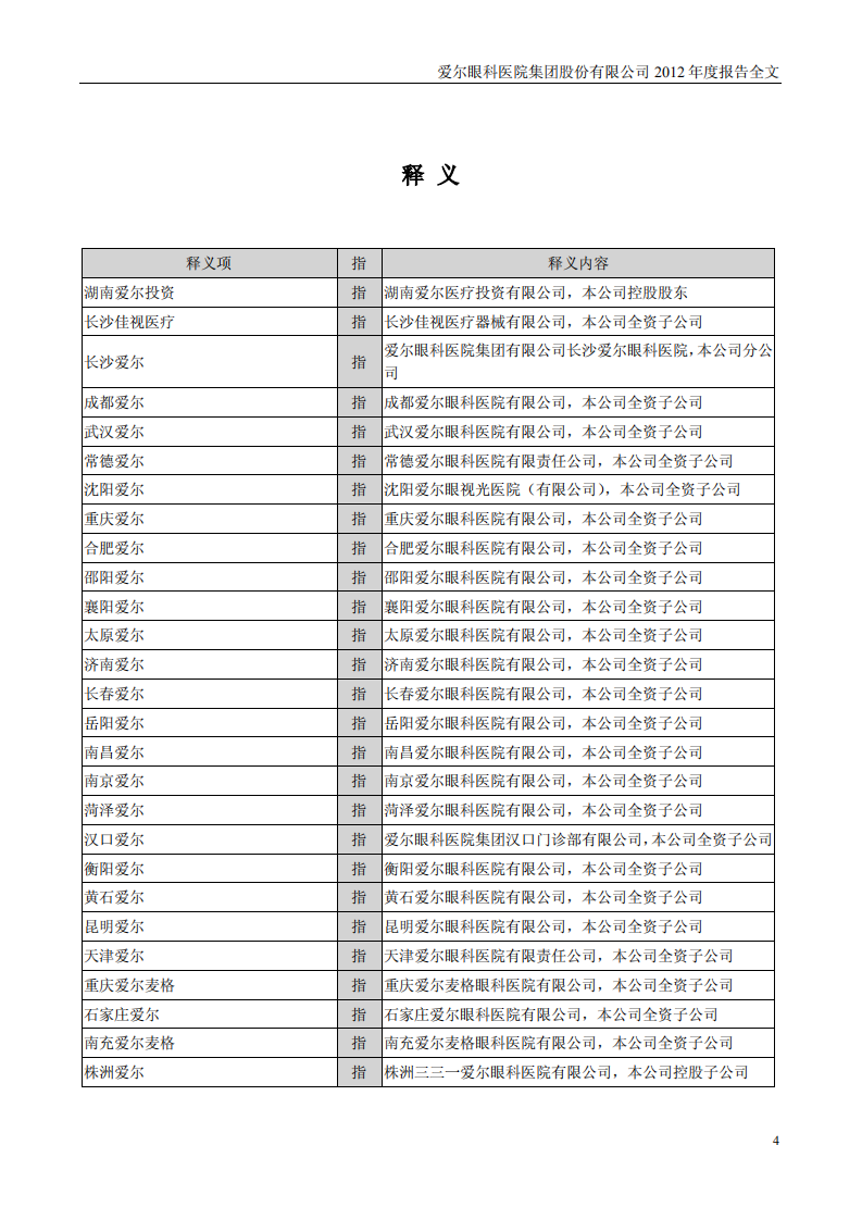 爱尔眼科医院集团股份有限公司 2012 年年度报告.pdf 第4页