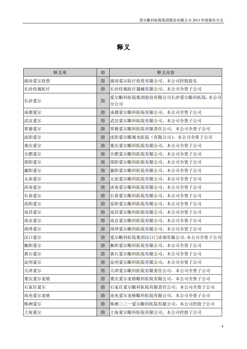 爱尔眼科医院集团股份有限公司 2013 年年度报告.pdf 第4页