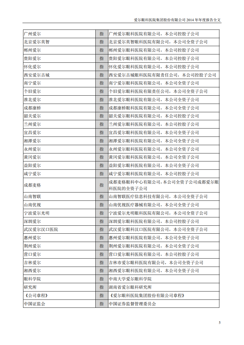 爱尔眼科医院集团股份有限公司 2014 年年度报告.pdf 第5页