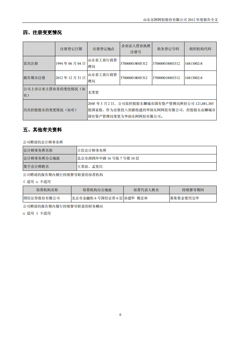 东阿阿胶股份有限公司2012年年度报告.PDF 第6页