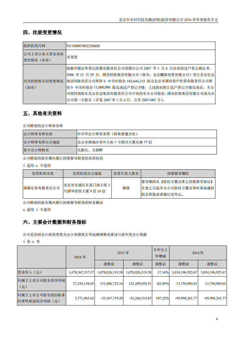 北京中关村科技发展(控股)股份有限公司2016年年度报告.pdf 第6页
