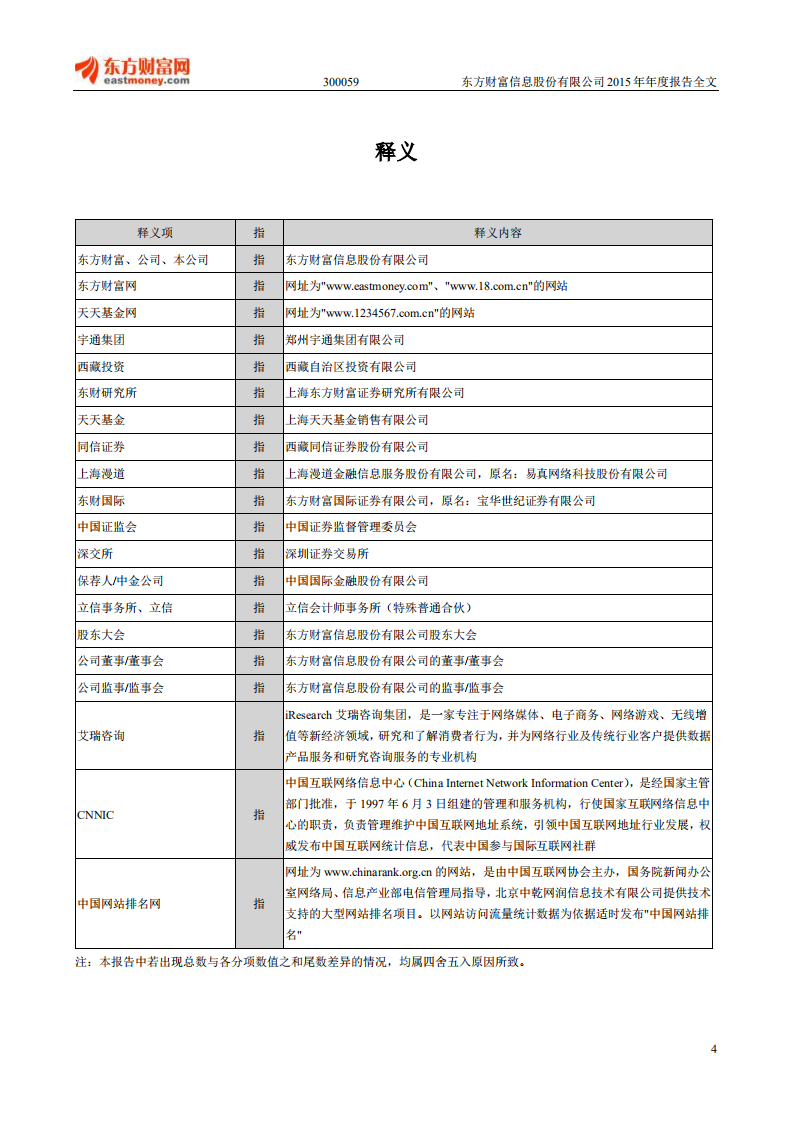 东方财富信息股份有限公司2015年年度报告.PDF 第4页