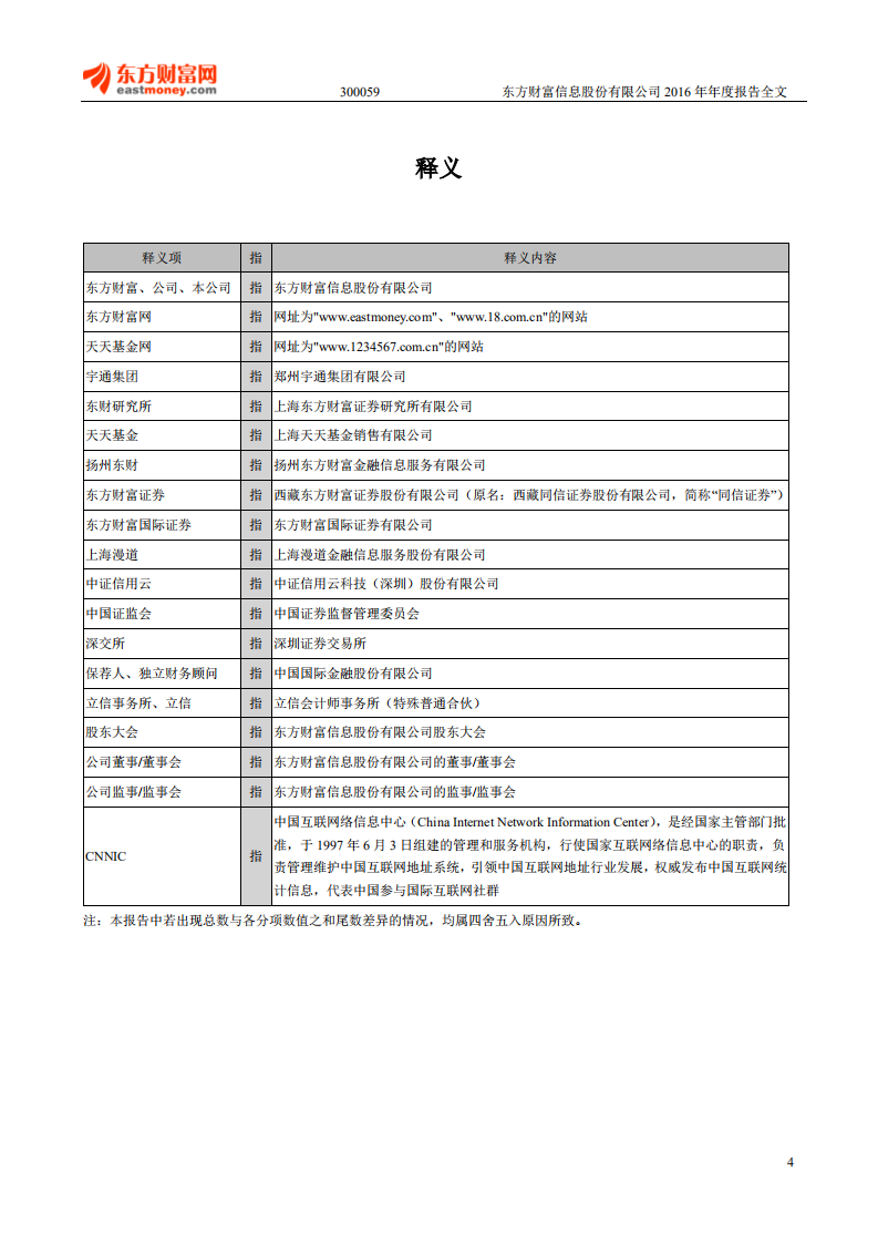 东方财富信息股份有限公司2016年年度报告.PDF 第4页
