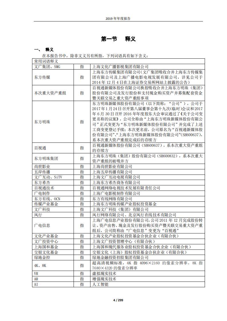 东方明珠新媒体股份有限公司2019年年度报告.PDF 第4页