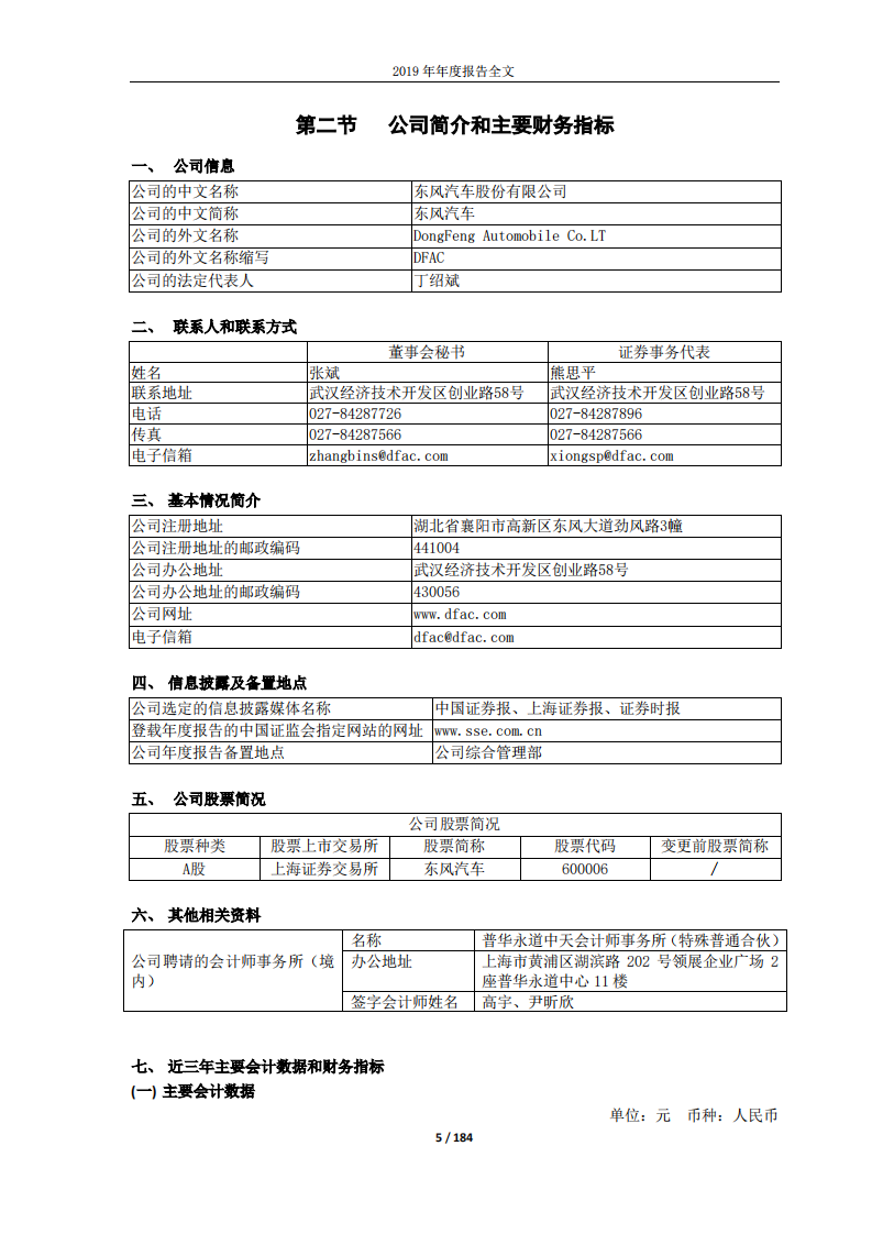 东风汽车股份有限公司2019年年度报告.PDF 第5页