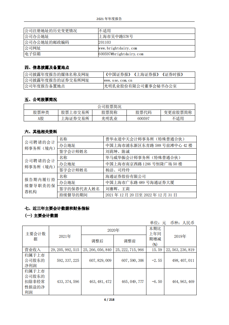 光明乳业股份有限公司2021年年度报告.PDF 第6页