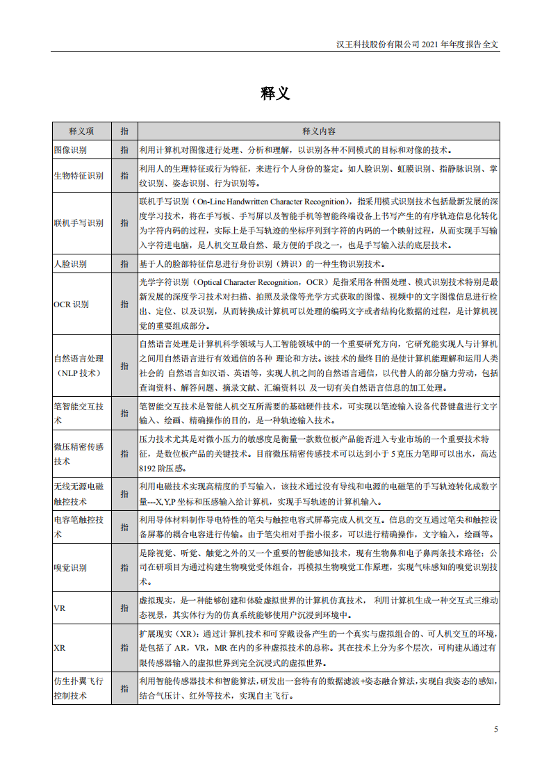 汉王科技股份有限公司2021年年度报告.PDF 第5页