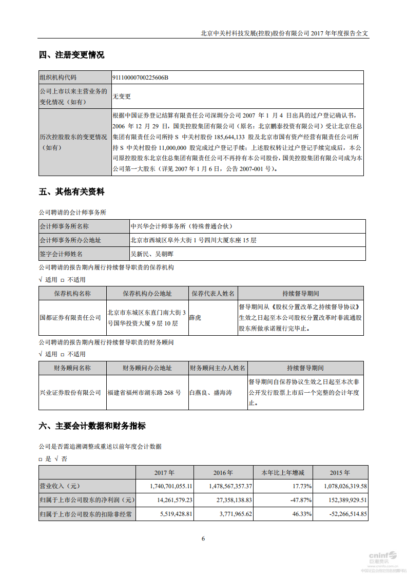 北京中关村科技发展(控股)股份有限公司2017年年度报告.pdf 第6页