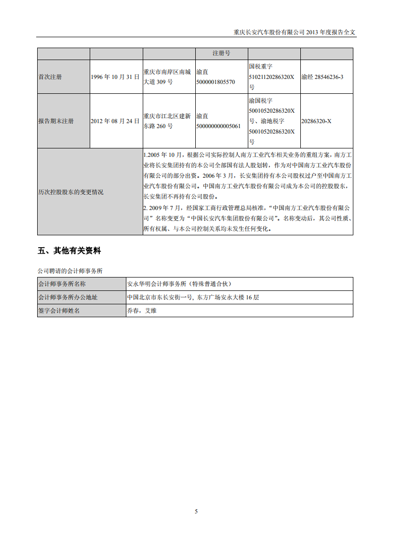 重庆长安汽车股份有限公司2013年年度报告-财报.PDF 第6页