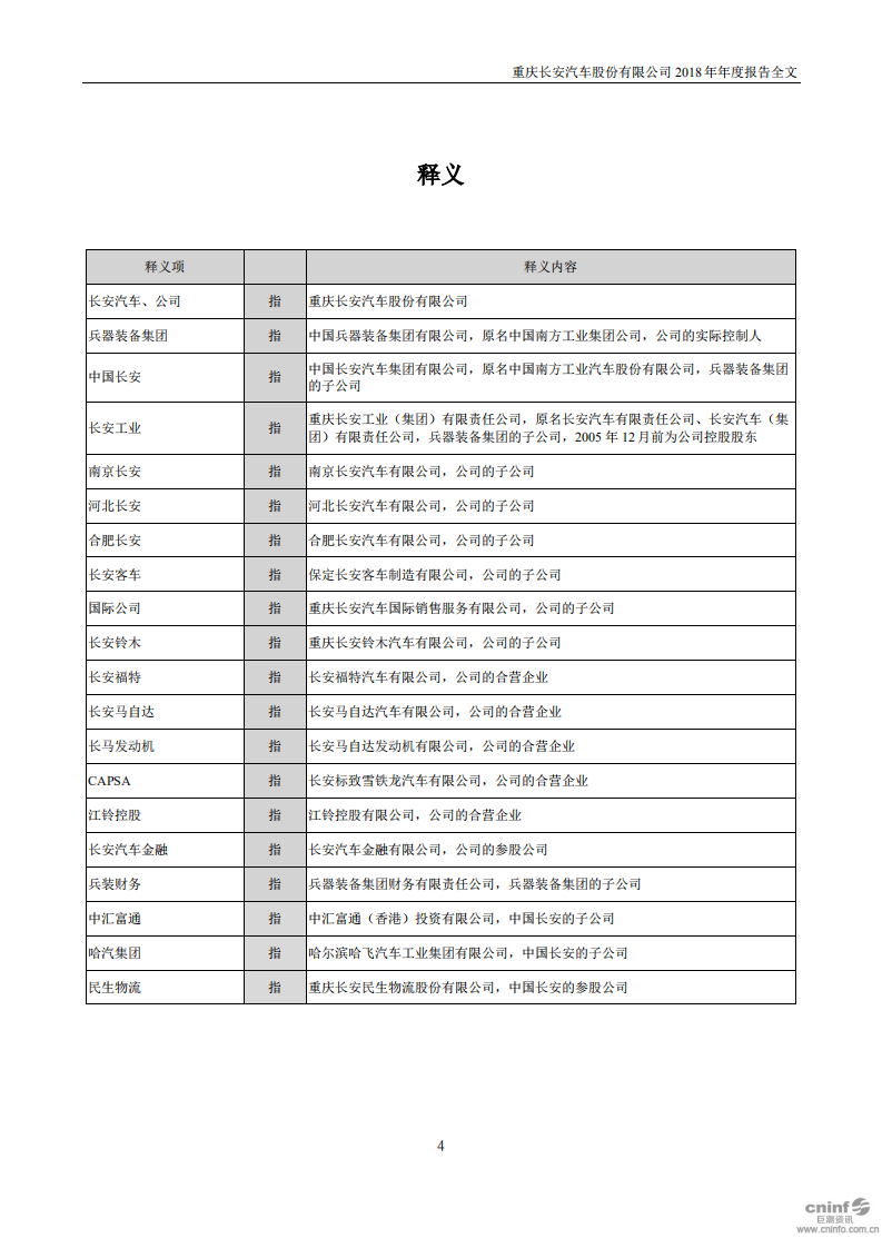 重庆长安汽车股份有限公司2018年年度报告.PDF 第4页