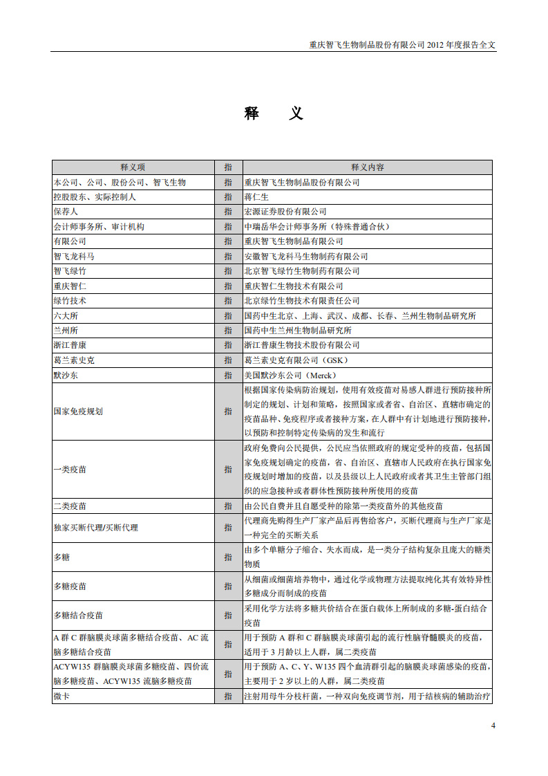 重庆智飞生物制品股份有限公司2012年年度报告.PDF 第4页