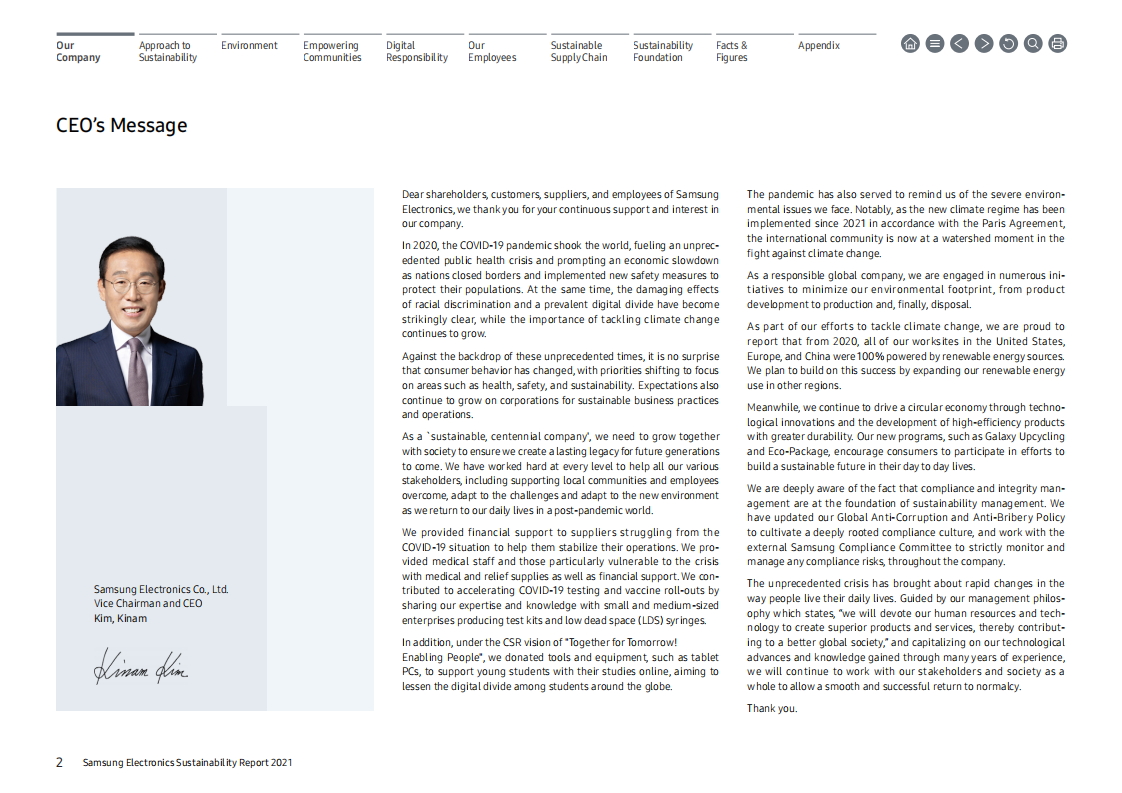 三星电子(SAMSUNG)：2021年可持续发展报告(英文版).pdf 第3页