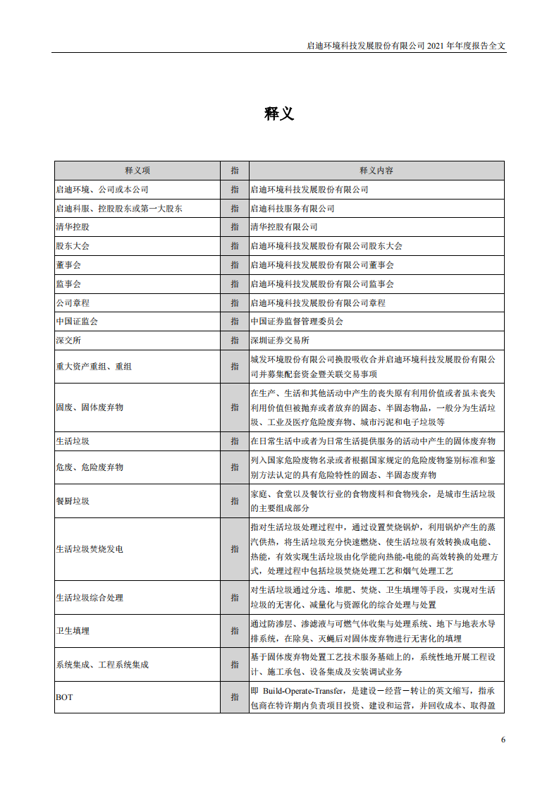 启迪环境科技发展股份有限公司2021年年度报告.PDF 第6页