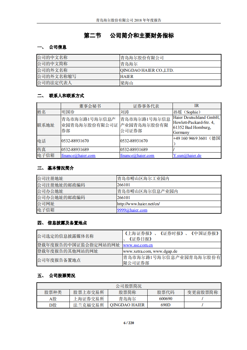 青岛海尔股份有限公司2018年年度报告.PDF 第6页