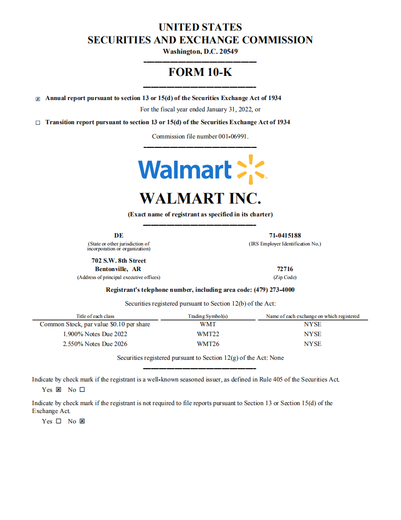 沃尔玛（WALMART）2022年年度报告财报（英文版）.pdf 先导研报
