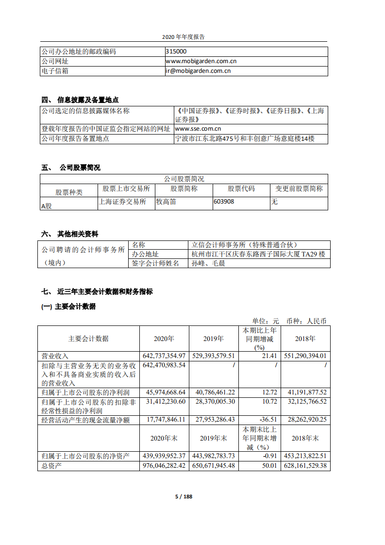 牧高笛户外用品股份有限公司2020 年年度报告.PDF 第5页