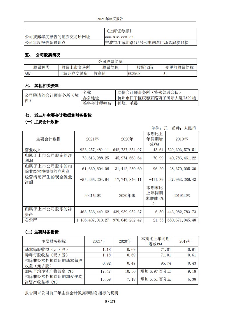 牧高笛户外用品股份有限公司2021年年度报告.PDF 第5页
