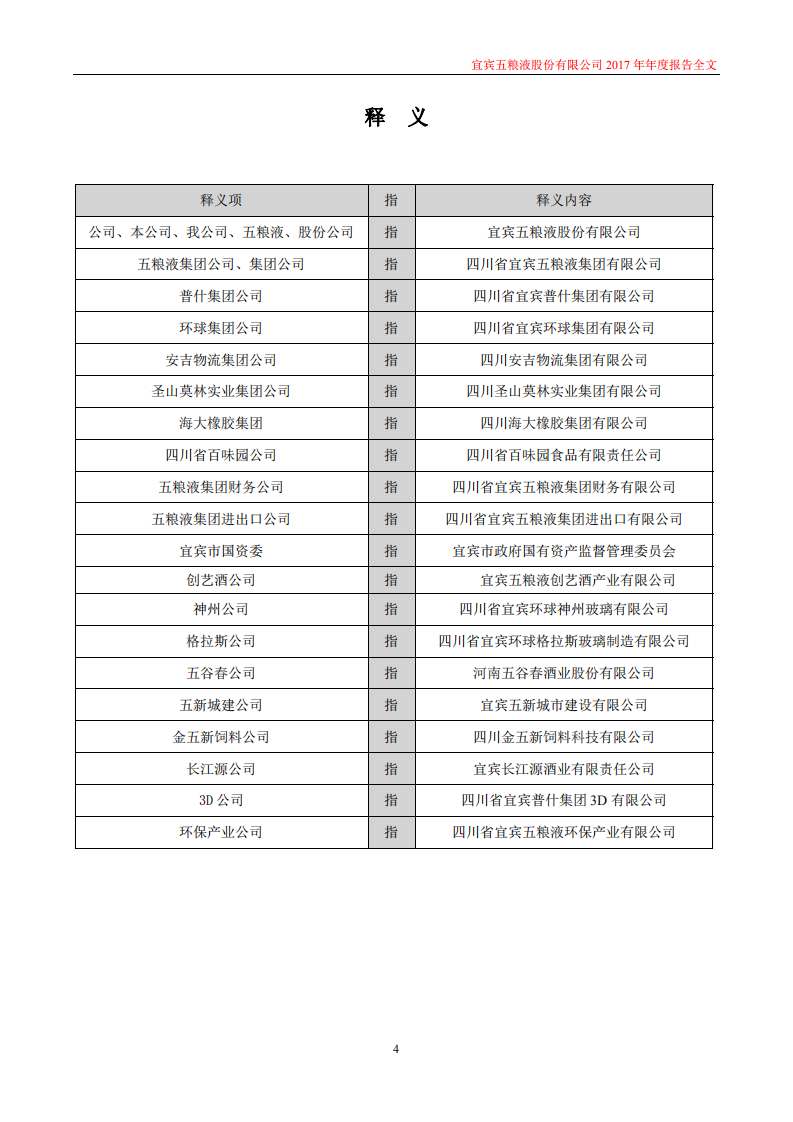 宜宾五粮液股份有限公司2017年年度报告.PDF 第4页