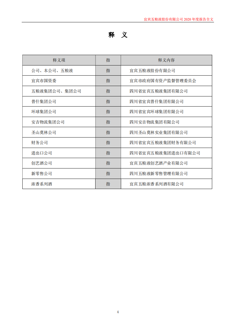 宜宾五粮液股份有限公司2020年年度报告.PDF 第4页