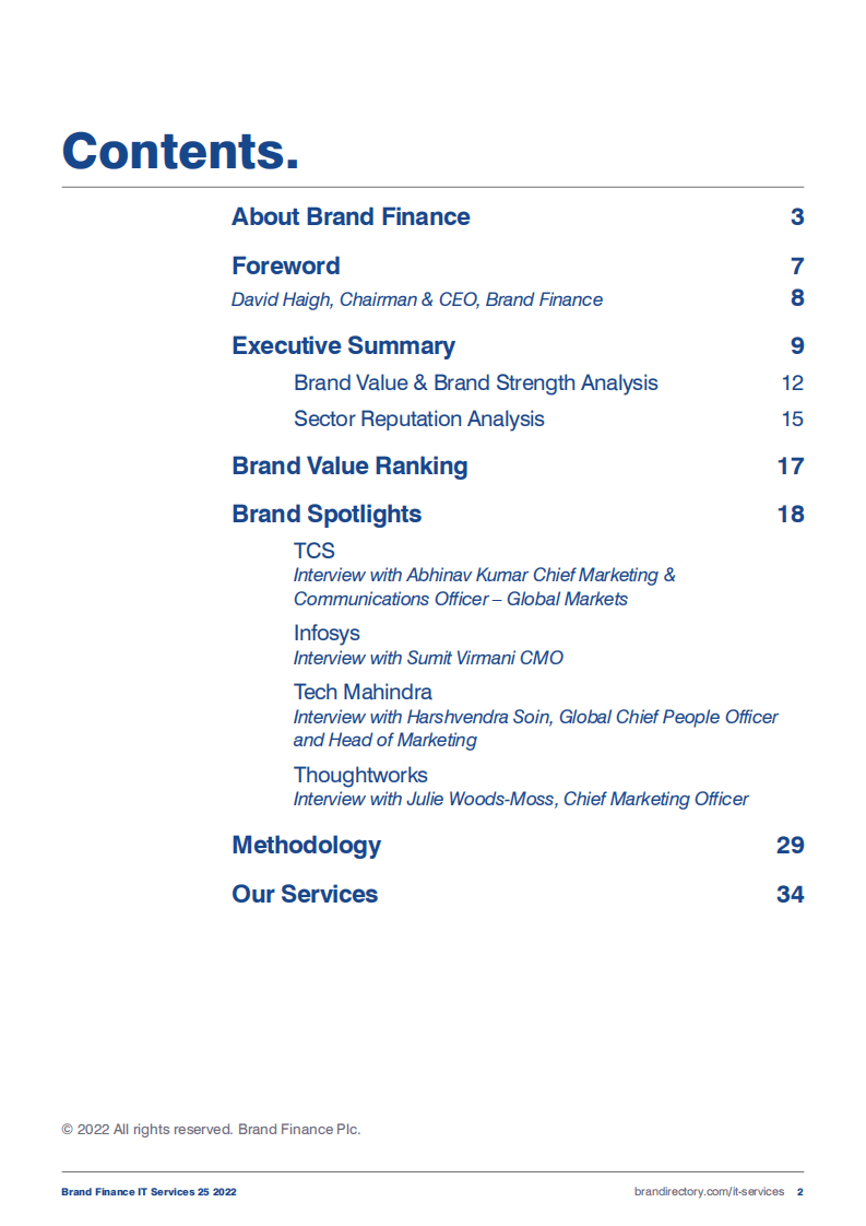 品牌价值：IT服务TOP25 2022-关于最有价值和最强大IT服务品牌的年度报告（英文版）.pdf 第2页