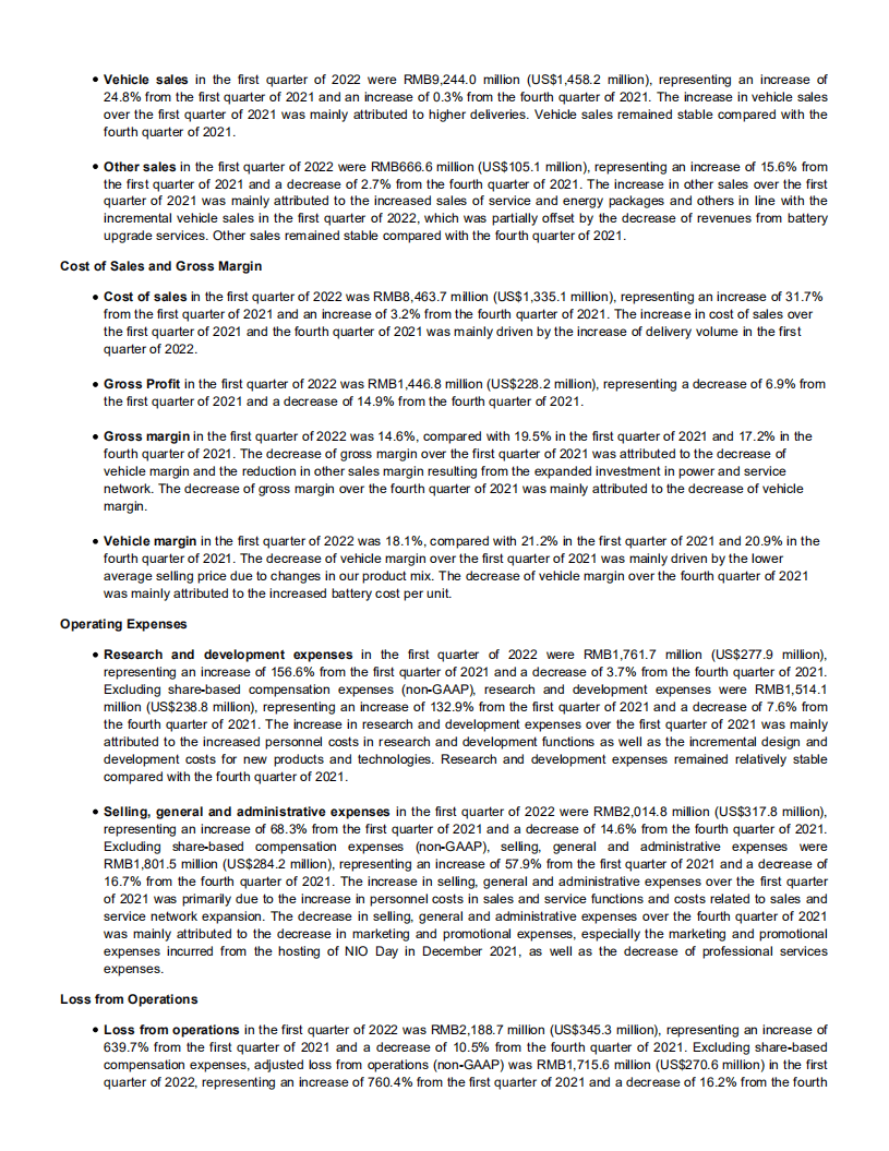 蔚来汽车集团2022年第一季度业绩报告-财报（英文版）.pdf 第3页