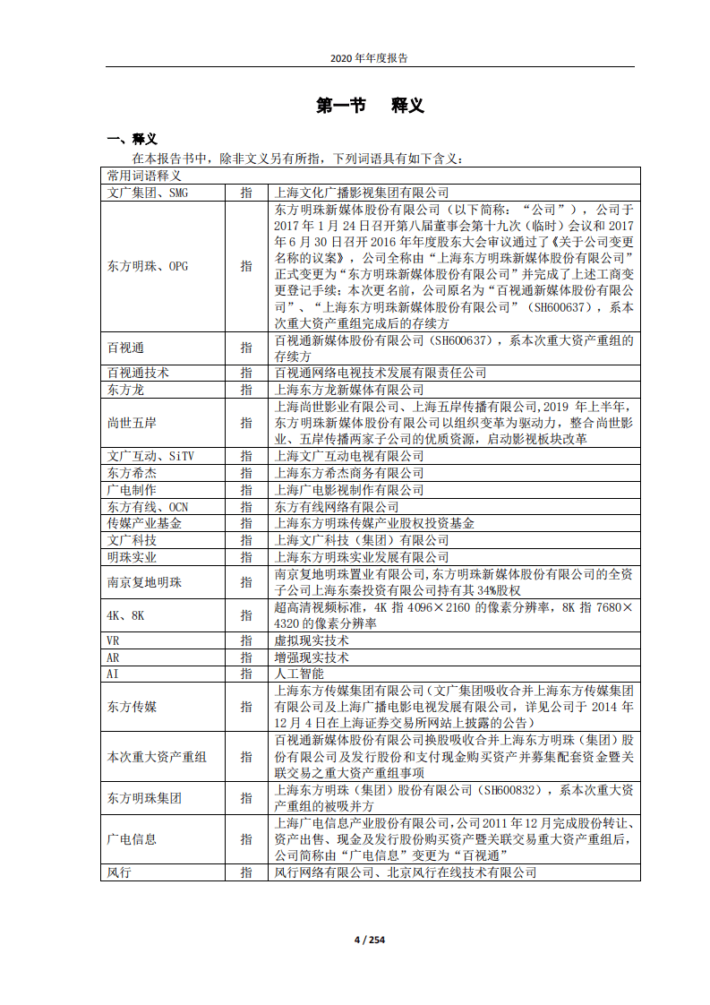 东方明珠新媒体股份有限公司2020年度报告.PDF 第4页