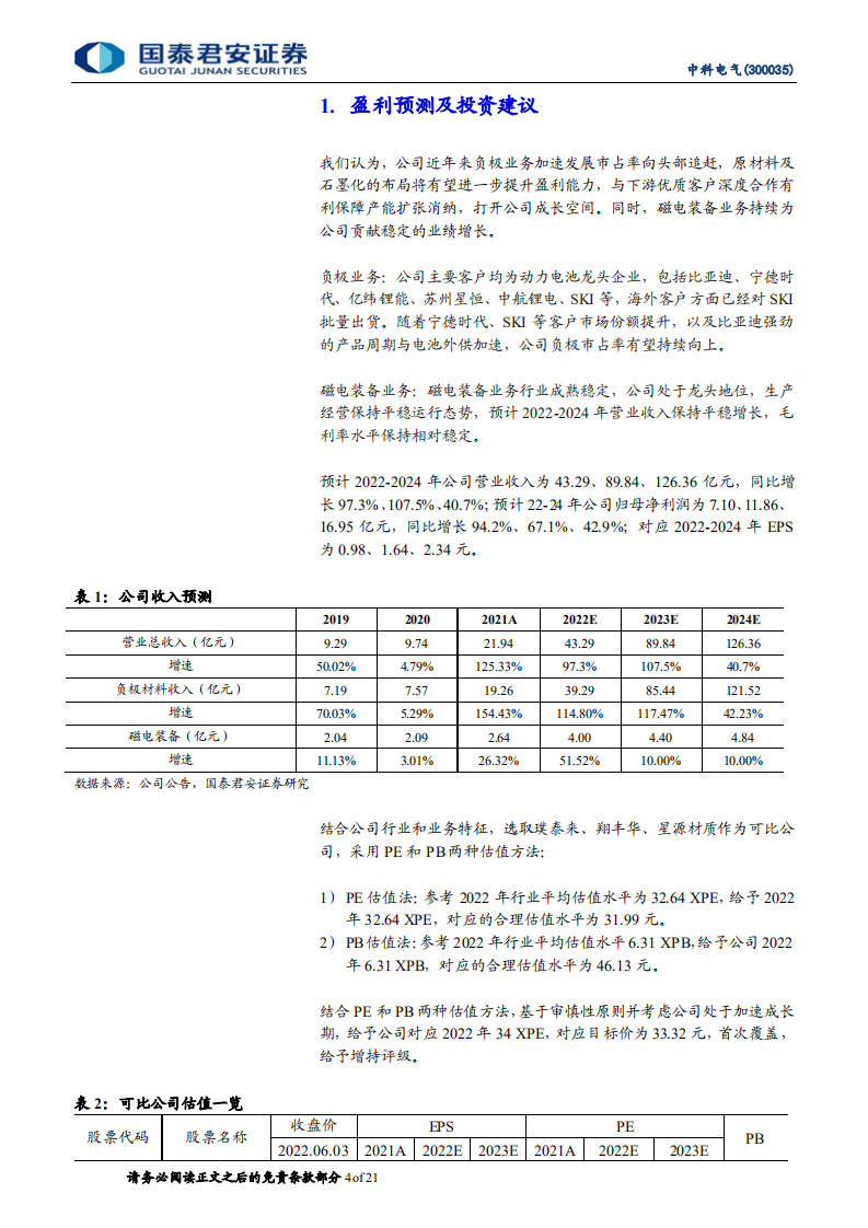 中科电气-中科电气系列之一：首次覆盖，一体化布局盈利提升，产能扩张放量可期-220606.pdf 第4页
