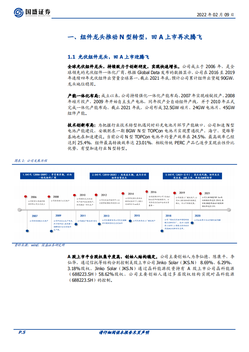 晶科能源-组件龙头推动N型转型，回A上市再次腾飞-220209.pdf 第5页